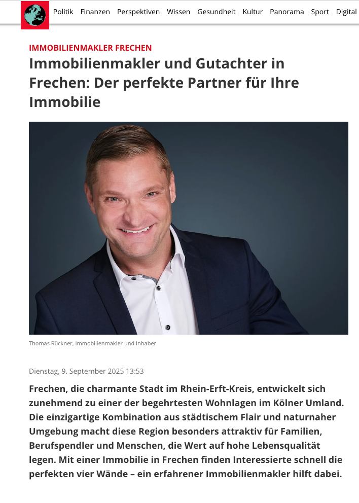 FOCUS Online Artikel über Thomas Rückner - Immobiliengutachter in Frechen